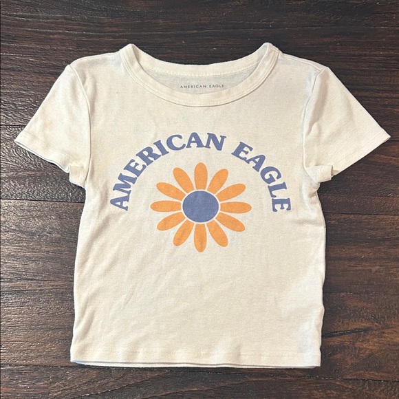 American Eagle Outfitters Tops - American Eagle Outfitters Beige Floral Graphic Tee